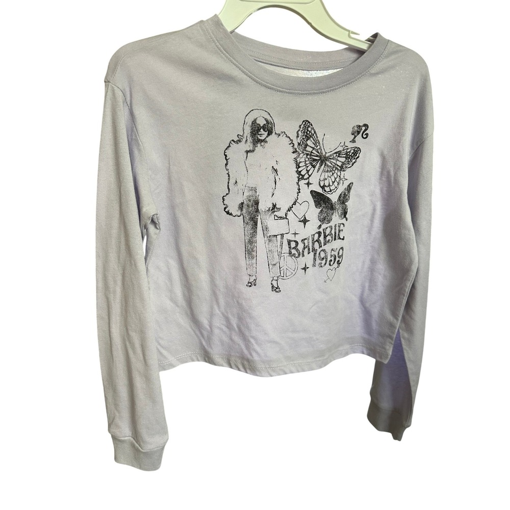 Barbie 1959 Graphic Long Sleeve Crop Top Kids Youth Girls Size L (10/12) NWT